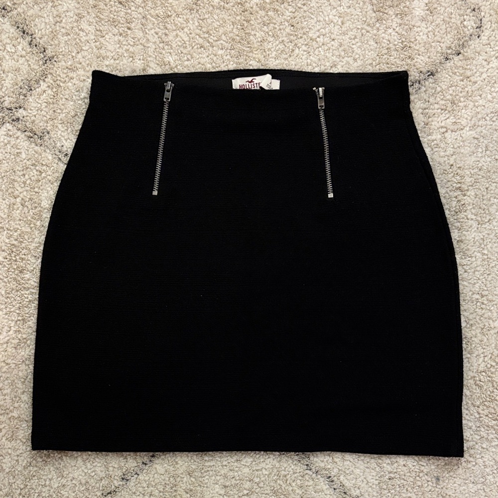 Hollister Black Mini Skirt with Zipper Details